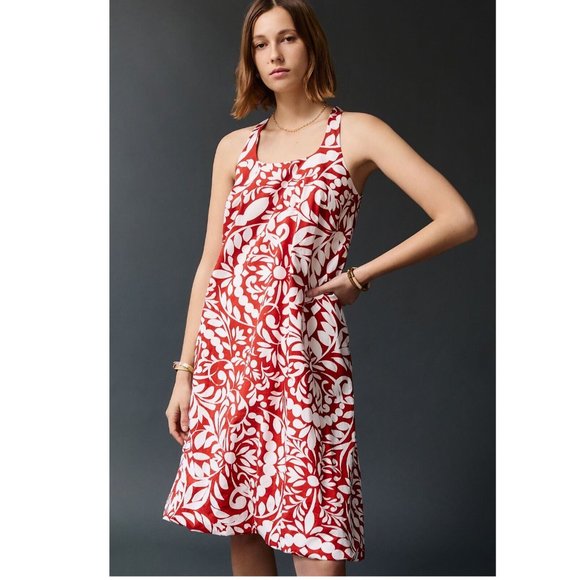 NWT Anthropologie Maeve Ionia Mini Dress Floral Orange Brown White Rust - Picture 3 of 8